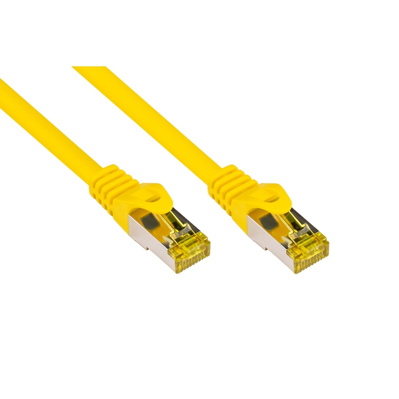 2x 1 günstig Kaufen-Good Connections Patchkabel mit Cat. 7 Rohkabel S/FTP 7,5m gelb. Good Connections Patchkabel mit Cat. 7 Rohkabel S/FTP 7,5m gelb <![CDATA[• Patchkabel mit Cat. 7 Rohkabel und Rastnasenschutz • Anschlüsse: 2x RJ45-Stecker, Belegung: 1:1 nach EIA/TIA-568B •