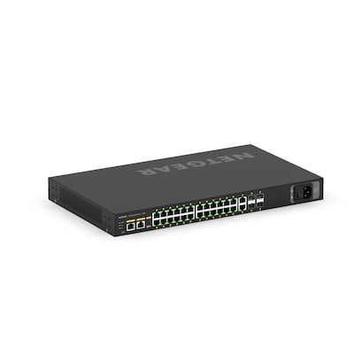 10 mp  günstig Kaufen-Netgear AV-Line M4250-26G4F-PoE+ Rackmount Managed Gigabit Switch. Netgear AV-Line M4250-26G4F-PoE+ Rackmount Managed Gigabit Switch <![CDATA[• 26x GbE (1000Base-T), 4x SFP (1GB/s) • PoE+ unterstützt an 24 Ports (je 30W), 300 W Budget • IGMP-Unters