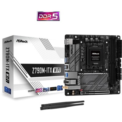 RAM 1x günstig Kaufen-ASRock Z790M-ITX/WiFi. ASRock Z790M-ITX/WiFi <![CDATA[• mini-ITX Mainboard mit Sockel Intel 1700 für Intel Core 14. Generation • Intel Z790-Chipsatz, Intel HD Graphics Grafik • 96 GB max. RAM, DDR5 bis zu 7000MHz • 1x DisplayPort, 1x HDMI, 4x USB