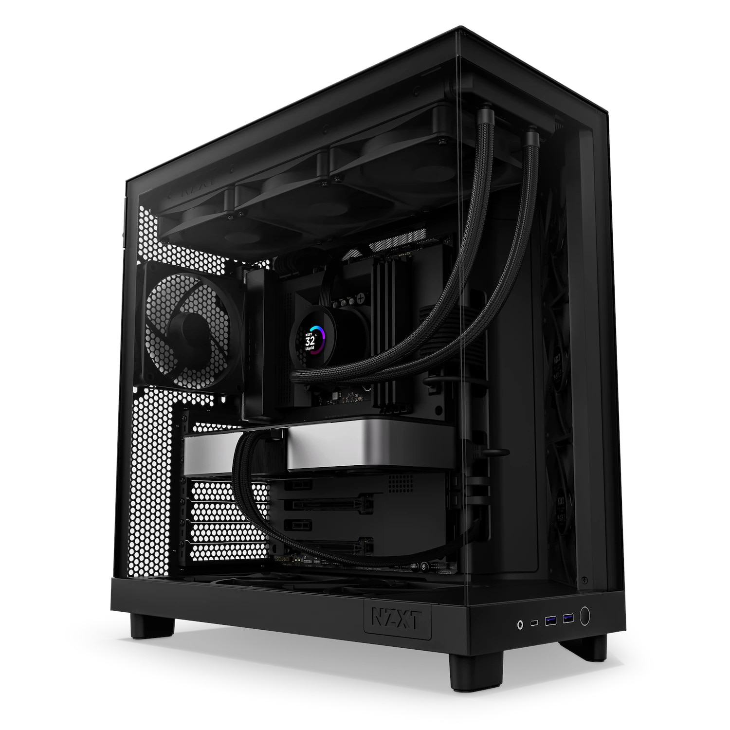 NZXT H6 Flow Black Midi Tower ATX Gaming Geh&auml;use schwarz mit Glasfenster