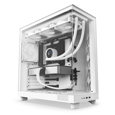 GAMES:TOWER günstig Kaufen-NZXT H6 Flow - Mid-Tower Airflow Gaming Gehäuse Weiß Glasfenster. NZXT H6 Flow - Mid-Tower Airflow Gaming Gehäuse Weiß Glasfenster <![CDATA[• Midi Tower für ATX mit Seitenfenster, schwarz • Antistaubfilter, Kabelmanagement, 2 Lüf