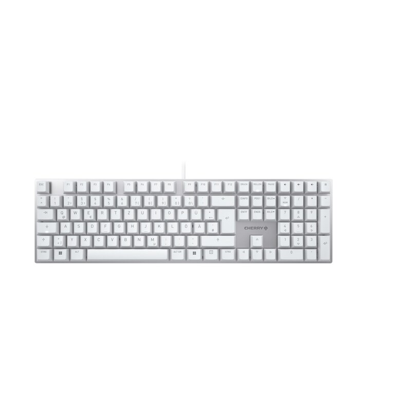 CHERRY KC 200 MX - MX2A Silent Red/Linear - Kabelgebundene Tastatur, Weiß/Silber