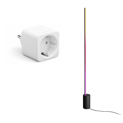 schwarz/Silber günstig Kaufen-Philips Hue Gradient Signe Stehleuchte schwarz + Smart Plug. Philips Hue Gradient Signe Stehleuchte schwarz + Smart Plug <![CDATA[• Technologie: Smart LED • Material: Aluminium • Lichtfarbe: RGBW - Lebensdauer: 25.000 Std. • Dimmbar - Farbwechsel 