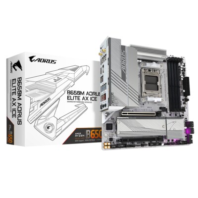 GIGABYTE B650M AORUS ELITE AX ICE mATX Mainboard Sockel AM5 HDMI/DP/USB-C/WIFI6E