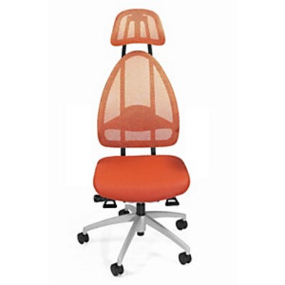 Mit 6 günstig Kaufen-Topstar Design-Bürodrehstuhl mit Kopfstütze und Netzrücken, Höhe  830mm, orange. Topstar Design-Bürodrehstuhl mit Kopfstütze und Netzrücken, Höhe  830mm, orange <![CDATA[• Sitzhöhenverstellung • Rückenlehne mi