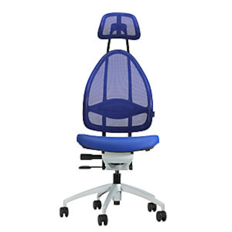 Topstar Design-Bürodrehstuhl mit Kopfstütze und Netzrücken, Höhe 830mm,royalblau