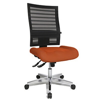 Stuhl mit günstig Kaufen-Topstar Operator-Drehstuhl mit Netz-Rückenlehne schwarz, Bezug orange. Topstar Operator-Drehstuhl mit Netz-Rückenlehne schwarz, Bezug orange <![CDATA[• Netzrückenlehne • Spezialformschaum für zusätzlichen Sitzkomfort • Sitztiefenverstel