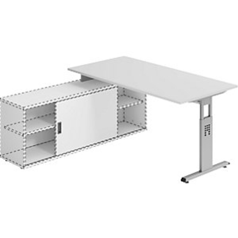 kaiserkraft FINO -Auflage-Schreibtisch, BxT 1600x800 mm, lichtgrau