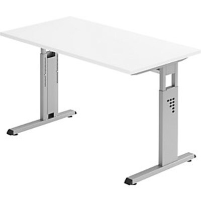 kaiserkraft Schreibtisch, Mini-Office C, C-Fuß-Gestell alusilber,B 1200 mm,weiß