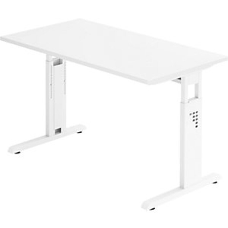 kaiserkraft Schreibtisch Mini-Office C, C-Fuß-Gestell weiß, B 1200 mm, weiß