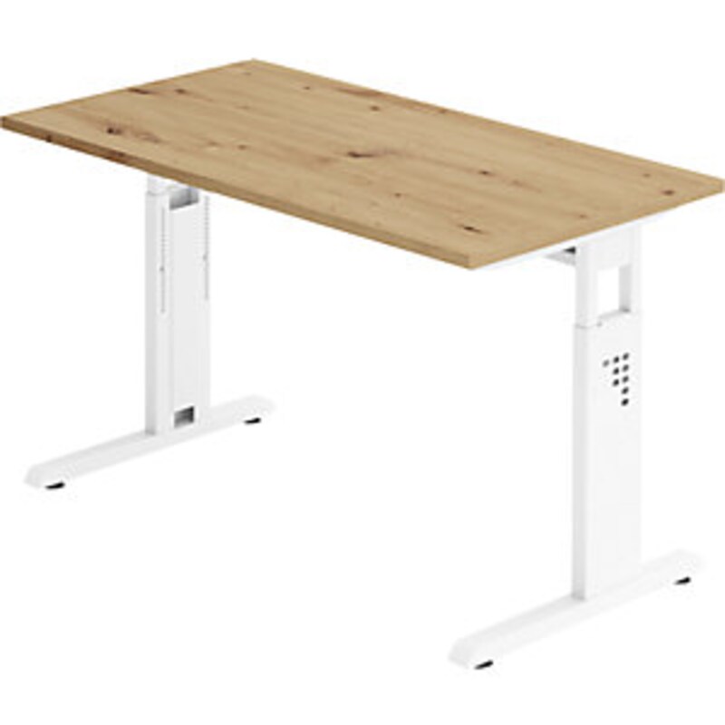 kaiserkraft Schreibtisch Mini-Office C, C-Fuß-Gestell weiß, B 1200 mm, Eiche-Dek