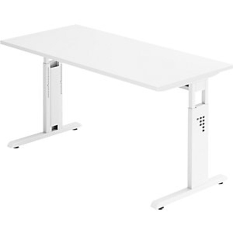 kaiserkraft Schreibtisch Mini-Office C, C-Fuß-Gestell weiß, Breite 1400 mm, weiß