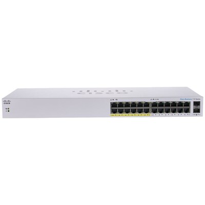 mA 5 günstig Kaufen-Cisco CBS110-24PP Business 110 Series unmanaged Switch. Cisco CBS110-24PP Business 110 Series unmanaged Switch <![CDATA[• 22x GB-LAN (davon 12x PoE), 2x SFP/RJ45 Combo • Je PoE Port max. 15 W (Gesamtbudget 100 W) • Lüfterlos, Rackfähig (1HE)]]>. 