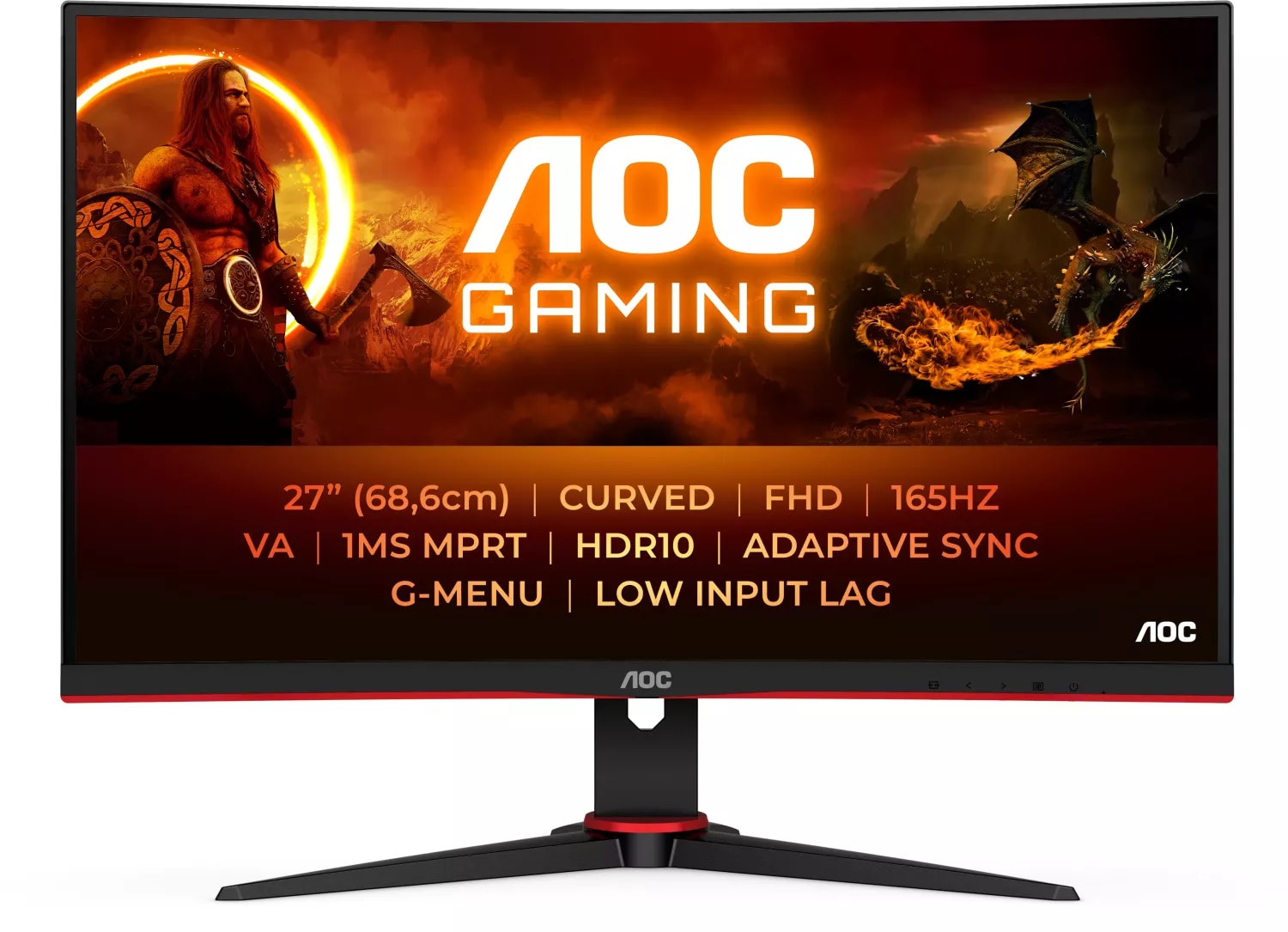 AOC C27G2E 68,6cm (27&quot;) FHD VA Gaming Monitor Curved 16:9 HDMI/DP/VGA 165Hz Sync