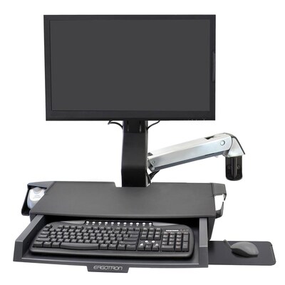 Steh Sitz günstig Kaufen-Ergotron StyleView® Steh-Sitz Combo Schwenkarm mit Ablagefläche (Aluminum). Ergotron StyleView® Steh-Sitz Combo Schwenkarm mit Ablagefläche (Aluminum) <![CDATA[• Für Monitore bis 24