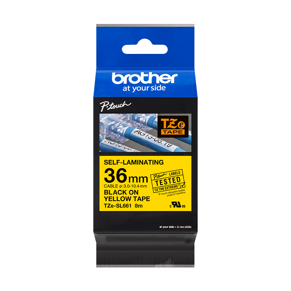 Brother TZe-SL661 Schriftband, 36mm x 8m, schwarz auf gelb, selbstlaminierend