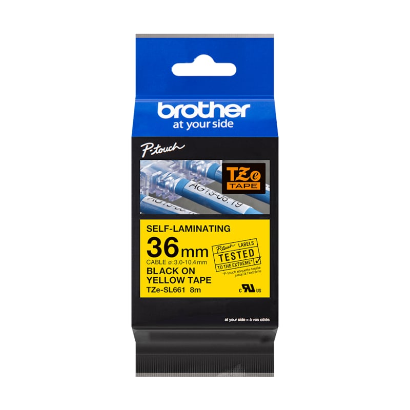 Brother TZe-SL661 Schriftband, 36mm x 8m, schwarz auf gelb, selbstlaminierend