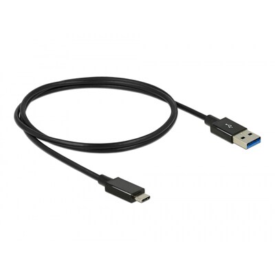 Farbe Schwarz günstig Kaufen-DeLOCK USB 3.1 Kabel 1m A zu C SuperSpeed Gen2 St./St. schwarz. DeLOCK USB 3.1 Kabel 1m A zu C SuperSpeed Gen2 St./St. schwarz <![CDATA[• USB-Kabel • Anschlüsse: USB Typ A und USB Typ C • Farbe: schwarz, Länge: 1,0m • passend für: StromDaten 