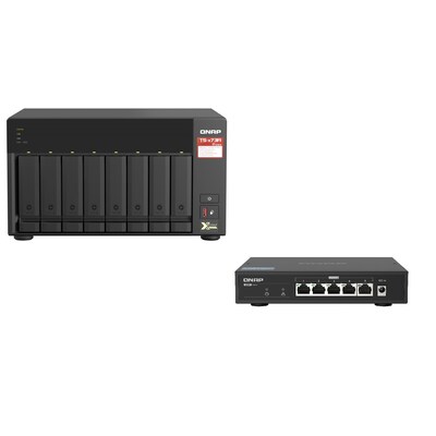 10 und günstig Kaufen-QNAP TS-873A-SW5T TS-873A-8G NAS System + QSW-1105-5T Switch. QNAP TS-873A-SW5T TS-873A-8G NAS System + QSW-1105-5T Switch <![CDATA[• Bundle aus QNAP TS-873A-8G NAS und QSW-1105-5T 2,5 GbE 5-Port Switch • 2,2 GHz AMD Ryzen V1500B 4-Kern-Prozessor 8GB 