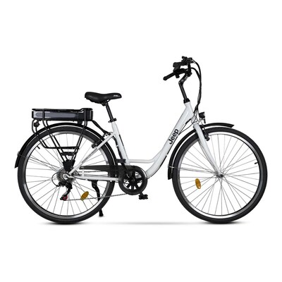 36V Li günstig Kaufen-Jeep City E-Bike ECR 3001 28" weiß. Jeep City E-Bike ECR 3001 28" weiß <![CDATA[• Wave-Rahmen aus Stahl • Rahmengröße M (ca. 44 cm) • 6-Gang Kettenschaltung von SHIMANO • V-Bremsen vorne und hinten • 36V 10,4 Ah 374,4 Wh Lith