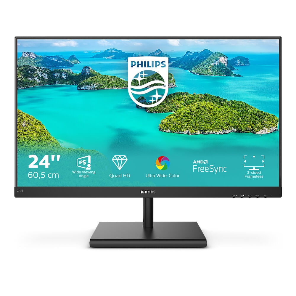 Philips E-Line 245E1S 60,5cm (23,8&quot;) QHD IPS Monitor 16:9 HDMI/DP/VGA 75Hz Sync