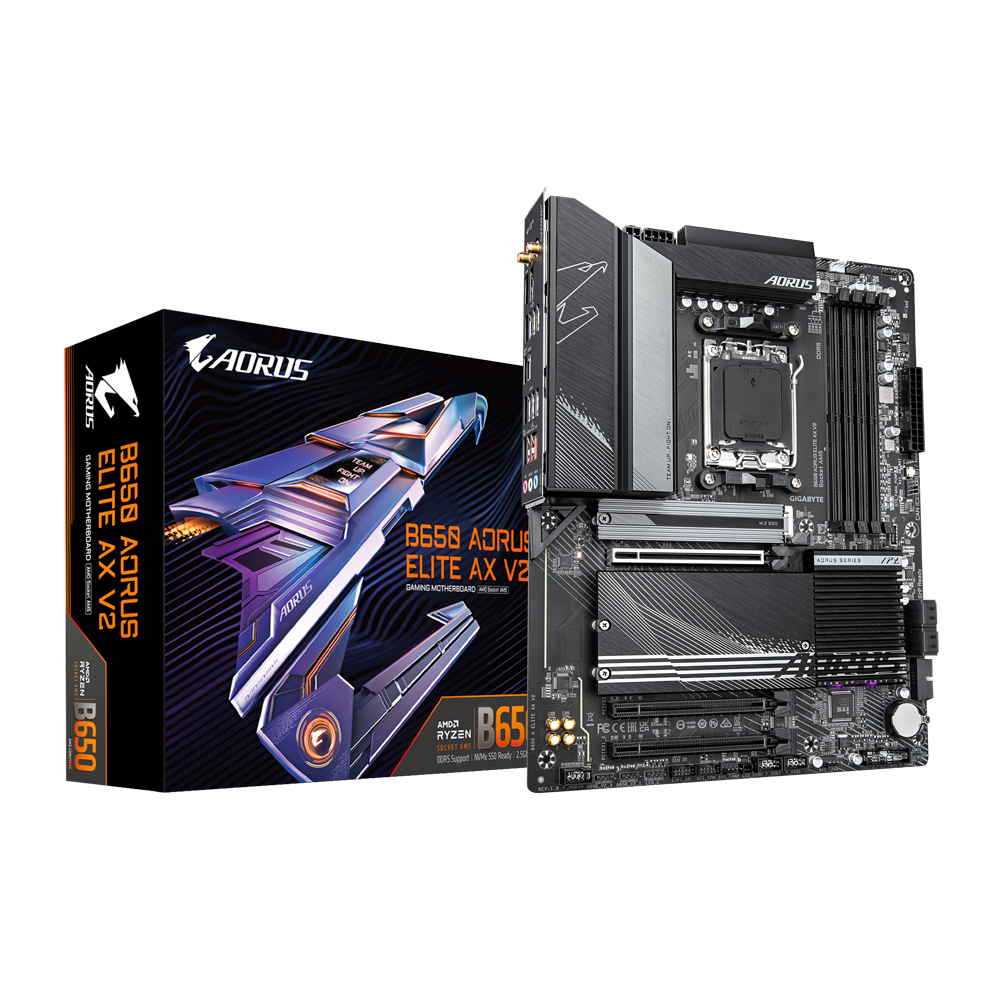 GIGABYTE B650 AORUS ELITE AX V2 ATX Mainboard Sockel AM5 HDMI/DP/USB/M.2/WIFI6E