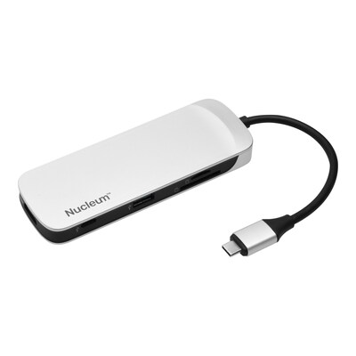 MICRO USB günstig Kaufen-Kingston Nucleum 7-in-1 USB-C Hub C-HUBC1-SR-EN. Kingston Nucleum 7-in-1 USB-C Hub C-HUBC1-SR-EN <![CDATA[• USB-C (Stromversorgung) • USB-C (Daten) • HDMI • 2x USB-A • SD und MicroSD]]>. 