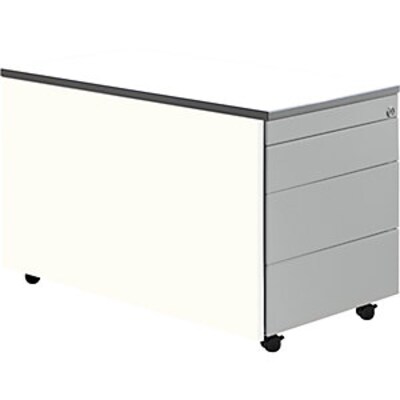 te und günstig Kaufen-Schubladencontainer m. Rollen, 529x800, Kunststoffpl., 3 Schubl. weiß/alu/weiß. Schubladencontainer m. Rollen, 529x800, Kunststoffpl., 3 Schubl. weiß/alu/weiß <![CDATA[• Hochwertige Schubladenführung mit Selbsteinzug und Dämpfung. 