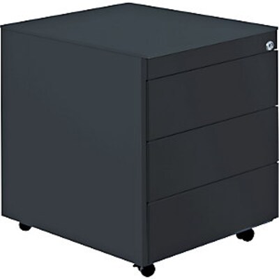 mit Schubladen günstig Kaufen-Schubladenrollcontainer, HxT 570x600 mm, Stahlplatte, 3 Schubl., graphitschwarz. Schubladenrollcontainer, HxT 570x600 mm, Stahlplatte, 3 Schubl., graphitschwarz <![CDATA[• Hochwertige Schubladenführung mit Selbsteinzug und Dämpfung. • Alle Ausführu