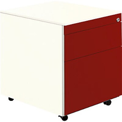 CD R günstig Kaufen-Schubladencontainer m. Rollen, 570x600mm, 1 Materialschub, 1 Hängereg., weiß/rot. Schubladencontainer m. Rollen, 570x600mm, 1 Materialschub, 1 Hängereg., weiß/rot <![CDATA[• Hochwertige Schubladenführung mit Selbsteinzug und Dämpfu