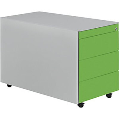 CD R günstig Kaufen-Schubladencontainer mit Rollen, 570x800, Stahlpl., 3 Schubl. alu/gelbgrün. Schubladencontainer mit Rollen, 570x800, Stahlpl., 3 Schubl. alu/gelbgrün <![CDATA[• Hochwertige Schubladenführung mit Selbsteinzug und Dämpfung. • Alle Ausführung