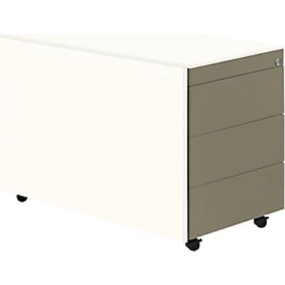 Stahl Grau günstig Kaufen-Schubladencontainer mit Rollen, 570x800mm, Stahlplatte, 3xSchublade, weiß/grau. Schubladencontainer mit Rollen, 570x800mm, Stahlplatte, 3xSchublade, weiß/grau <![CDATA[• Hochwertige Schubladenführung mit Selbsteinzug und Dämpfung. • Alle A