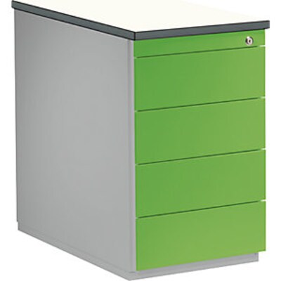 ATA mit günstig Kaufen-Schubladencontainer, HxT 720x800 mm, 4 Schubladen, weißaluminium/gelbgrün/weiß. Schubladencontainer, HxT 720x800 mm, 4 Schubladen, weißaluminium/gelbgrün/weiß <![CDATA[• Schubladen mit Griffrinnen auf beiden Seiten und gesc
