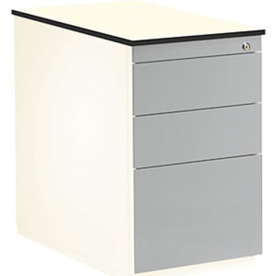 mauser Schubladencontainer, 708×800 mm, 2 Materialschübe, 1 Hängereg., weiß/alu | 04250633326138