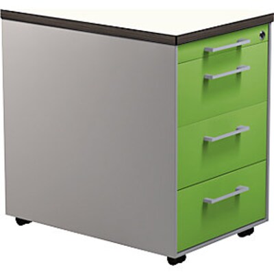 ST 600  günstig Kaufen-Schubladencontainer auf Rollen, 579x600mm, 3 Schubl., alusilber/gelbgrün/weiß. Schubladencontainer auf Rollen, 579x600mm, 3 Schubl., alusilber/gelbgrün/weiß <![CDATA[• Hochwertige Schubladenführung mit Selbsteinzug und Dämpfung. 