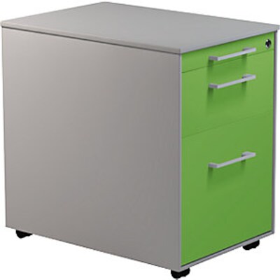 mauser Schubladencontainer auf Rollen, 570x600mm, 1 Materialschub, alu/gelbgrün/alu | 04250633326695