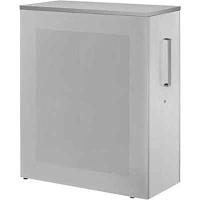 Rollcontainer günstig Kaufen-Hochauszugschrank, Thekenelement rechts stehend, Höhe 1250 mm, lichtgrau. Hochauszugschrank, Thekenelement rechts stehend, Höhe 1250 mm, lichtgrau <![CDATA[• Schrank, Trennwand und Rollcontainer in einem. • Akustisch wirksame Seitenwände. 