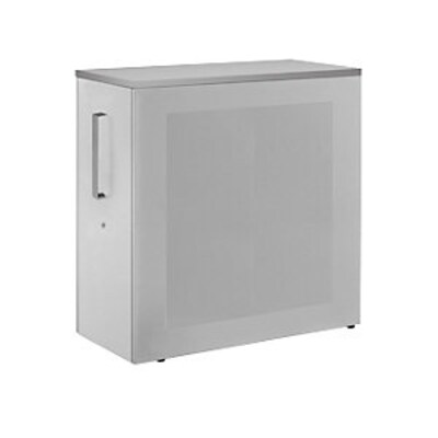 Rollcontainer günstig Kaufen-Hochauszugschrank, Thekenelement links stehend, Höhe 1025 mm, lichtgrau. Hochauszugschrank, Thekenelement links stehend, Höhe 1025 mm, lichtgrau <![CDATA[• Schrank, Trennwand und Rollcontainer in einem. • Akustisch wirksame Seitenwände. •