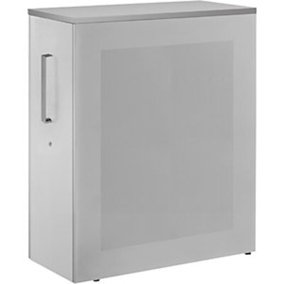 EIN LICHT günstig Kaufen-Hochauszugschrank, Thekenelement links stehend, Höhe 1250 mm, lichtgrau. Hochauszugschrank, Thekenelement links stehend, Höhe 1250 mm, lichtgrau <![CDATA[• Schrank, Trennwand und Rollcontainer in einem. • Akustisch wirksame Seitenwände. •