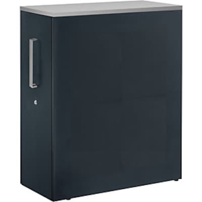 aus 6 günstig Kaufen-Hochauszugschrank, Thekenelement links stehend, Höhe 1250 mm, anthrazitgrau. Hochauszugschrank, Thekenelement links stehend, Höhe 1250 mm, anthrazitgrau <![CDATA[• Schrank, Trennwand und Rollcontainer in einem. • Akustisch wirksame Seitenwä