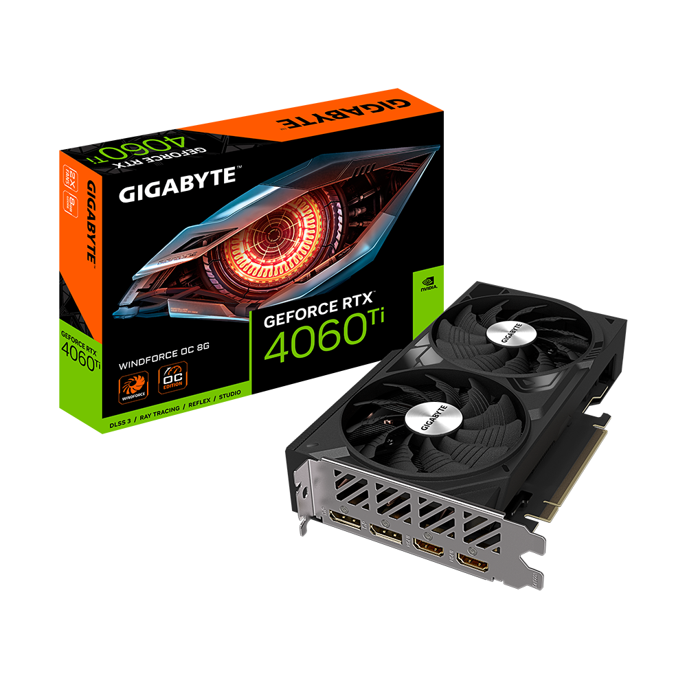 GIGABYTE GeForce RTX 4060Ti WindForce OC 8GB GDDR6 Grafikkarte 2xHDMI 2xDP