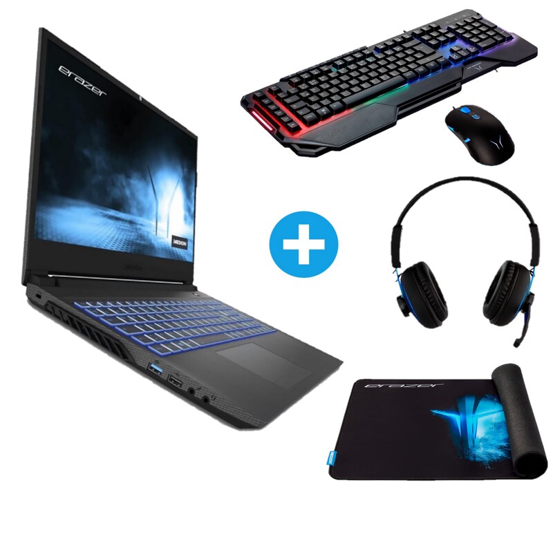 Erazer Crawler E25 15,6" FHD 144Hz R5-5600H 16/512GB SSD RTX3050Ti W11 + Bundle