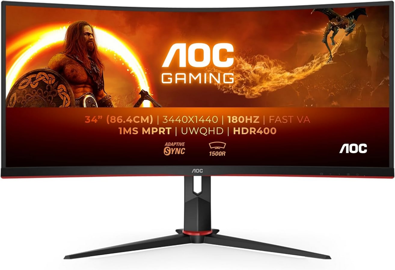 AOC CU34G2XP 86,4cm (34&quot;) UWQHD Gaming Monitor Curved 21:9 HDMI/DP 180Hz 1ms HDR