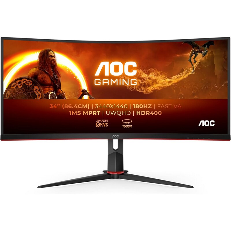 AOC CU34G2XP Gaming Monitor - 86,4cm (34") UWQHD Curved - 21:9 - 180Hz - 1ms - HDR