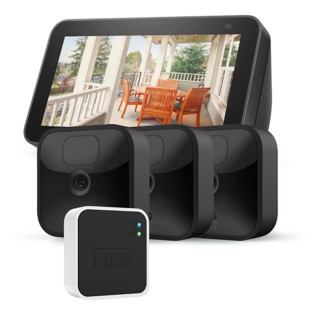 Blink Outdoor 3 &Uuml;berwachungskamera mit Sync Module + Amazon Echo Show 5