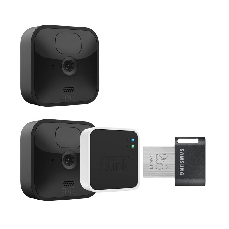Blink Outdoor 2 Überwachungskamera mit Sync Module + 256 GB Samsung USB-Stick