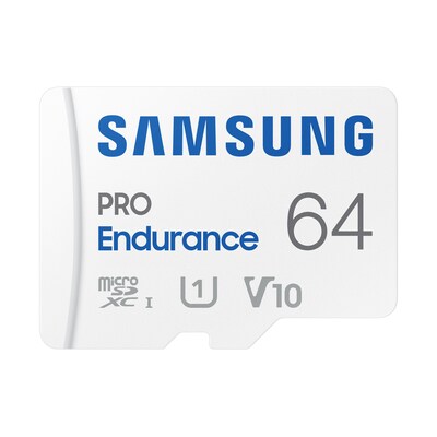 PRO MicroSD günstig Kaufen-Samsung PRO Endurance 64 GB microSD-Speicherkarte mit SD-Adapter. Samsung PRO Endurance 64 GB microSD-Speicherkarte mit SD-Adapter <![CDATA[• Speichertyp: microSDXC (UHS-I) inklusive USB-Adapter • Speicherkapazität: 64 GB • Geschwindigkeitsklasse: 