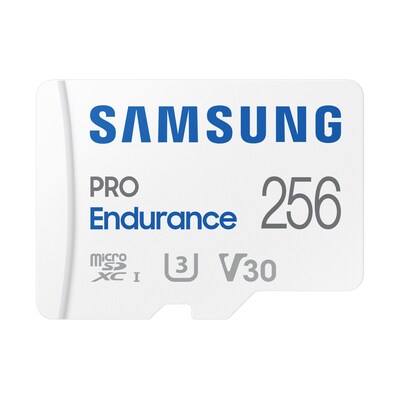 mit 25 günstig Kaufen-Samsung PRO Endurance 256 GB microSD-Speicherkarte mit SD-Adapter. Samsung PRO Endurance 256 GB microSD-Speicherkarte mit SD-Adapter <![CDATA[• Speichertyp: microSDXC (UHS-I) inklusive USB-Adapter • Speicherkapazität: 256 GB • Geschwindigkeitsklass