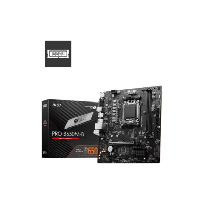 ck M5 günstig Kaufen-MSI PRO B650M-B mATX Mainboard Sockel AM5 HDMI/VGA. MSI PRO B650M-B mATX Mainboard Sockel AM5 HDMI/VGA <![CDATA[• mATX Mainboard mit Sockel AMD AM5 für AMD RYZEN 7000 Serie-CPU • AMD B650-Chipsatz, keine Grafik • 96 GB max. RAM, DDR5 bis zu 6800MHz