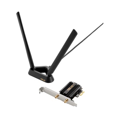 Wifi  günstig Kaufen-ASUS PCE-AXE59BT AXE5400 WiFi 6E PCI-E Adapter. ASUS PCE-AXE59BT AXE5400 WiFi 6E PCI-E Adapter <![CDATA[• Ultrafast WiFi 6 & WiFi 6E • Ultrahohe Wi-Fi-Geschwindigkeit – 2402Mbit/s WiFi-Geschwindigkeit • OFDMA + MU-MIMO für effizientere, stabilere
